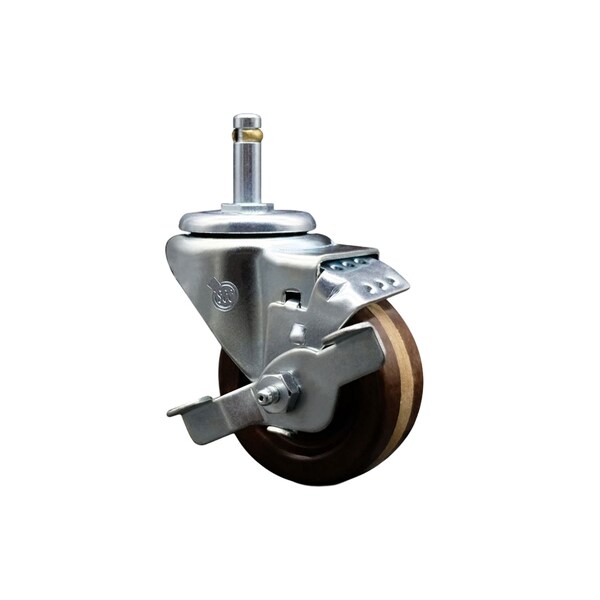3 High Temp Phenolic Wheel Swivel 7/16'' Grip Ring Stem Caster with Brake